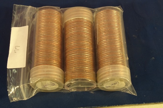 3 ROLLS UNC STATE QTRS MICH,MA,HI