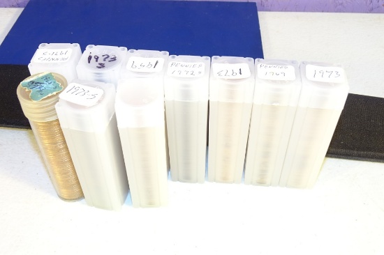 10 ROLLS UNC PENNIES 1959,64,68S,69,71S,72S,73,73S