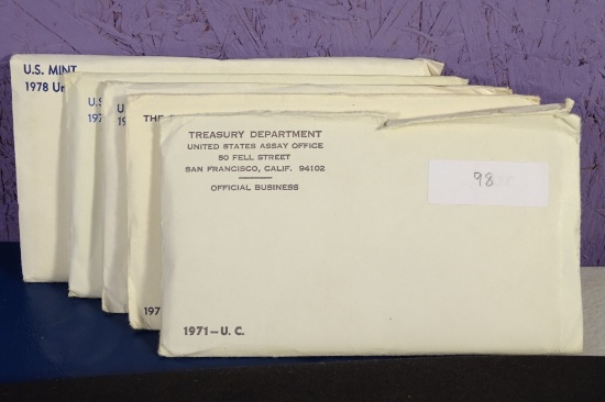 5 US Mint UNC Coin Sets:1971,72,73,76,78