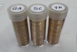 3 Rolls UNC State Quarters,Georgia,Virginia,Southa