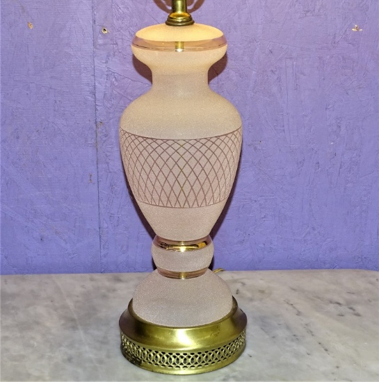 VINTAGE SATIN PINK LAMP WITH SHADE