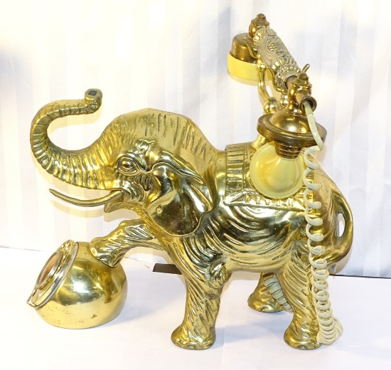 VINTAGE BRASS ELEPHANT TELEPHONE ROTARY DIAL