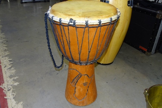 AFRICAN DJEMBE DEEP DRUM HAND CARVED