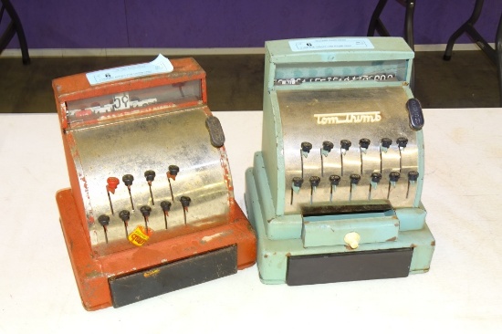 2 VINTAGE CHILD'S TOM THUMB CASH REGISTERS