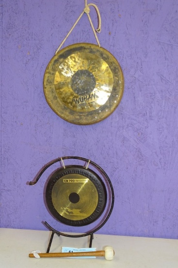 2 HANGING GONGS 10" AND 8"