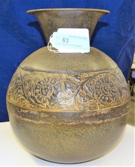 CAST IRON SPITTOON ORNATE 12 X 12"