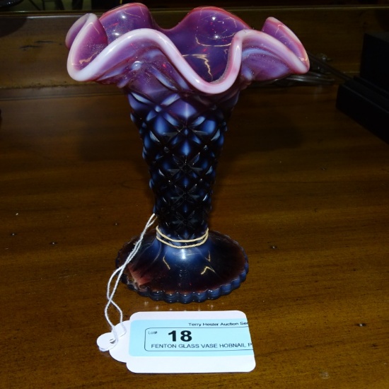 FENTON GLASS VASE HOBNAIL PLUM COLOR 5.5"