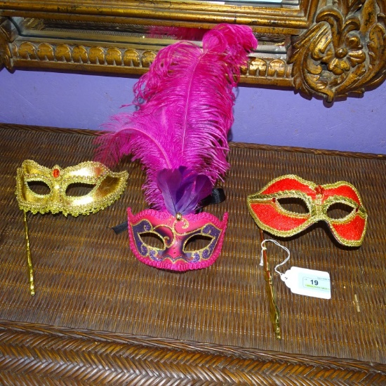 3 MASQUERADE MASK 1 ORG. VENEZIA  HAND PAINTED