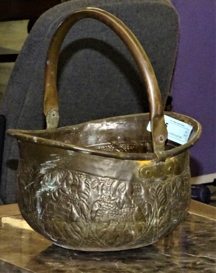 VINTAGE BRASS / COPPER BUCKET WITH HANDLE