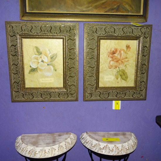TWO FLORAL PRINTS WITH FRAMES