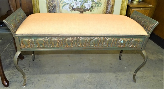 METAL  BENCH WITH CUSHION SEAT &  ELEPHANT DESIGN