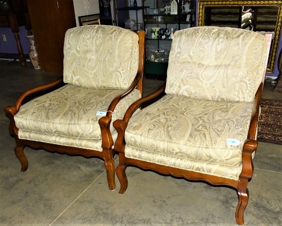 PAIR OF CHAIRS by SHERRILL CHAIRS WOODEN FRAME