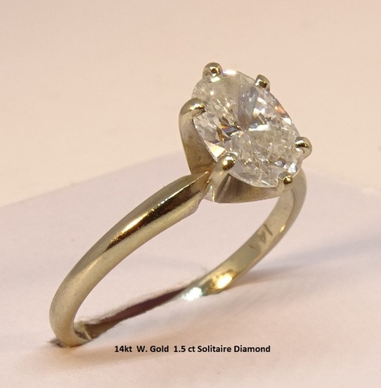 14 kt OVAL DIAMONF SOLITAIRE 1.5ct G COLOR SI2  7