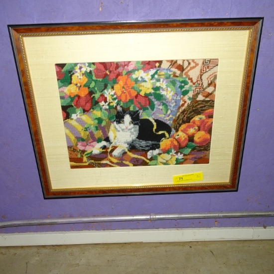 NEEDLE POINT PICTURE OF CAT