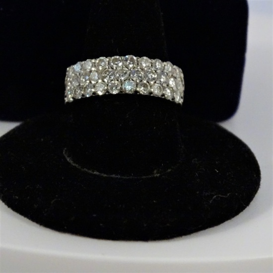 14 KT GOLD WATERFALL RING 31 DIAMONDS WIDE BAND