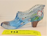 FENTON HAND PAINTED SHOE SIGNED