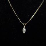14kt GOLD PENDANT WITH MARQUISE DIAMOND  NO CLASP