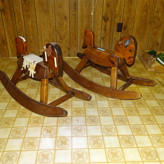 2 WOODEN ROCKING HORSES