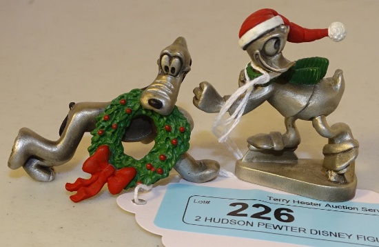 2 HUDSON PEWTER DISNEY FIGURES DONALD & PLUTO