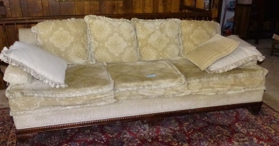 3 CUSHION HARDEN SOFA W / FRINGED DOWN CUSHIONS