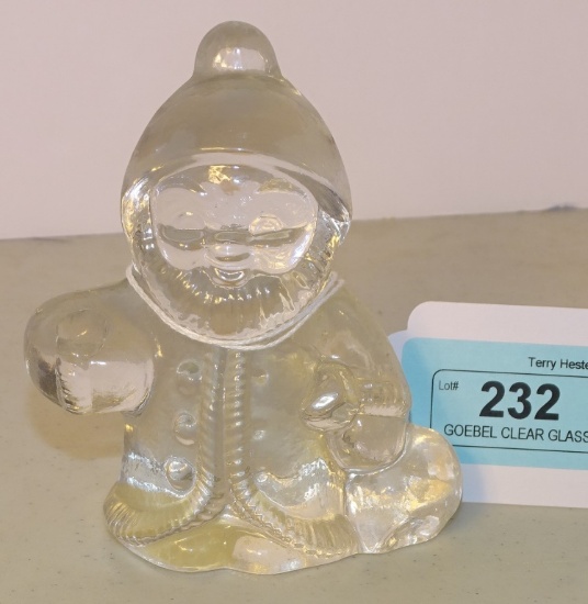 GOEBEL CLEAR GLASS SANTA 4" TALL