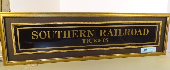 GLASS SOUTHERN RAILROAD TICKET SIGN