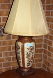 VINTAGE LAMP W/SHADE FLORAL DESIGN