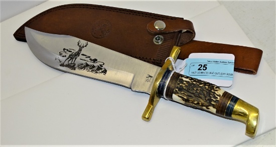 14.5" LG WHITETALE CUTLERY BOWIE KNIFE STAG