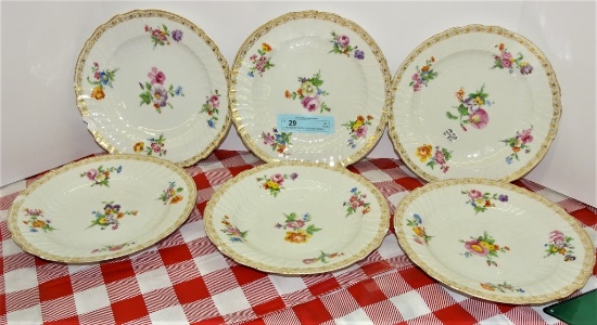 6 MEISSEN 10" PLATES 2 ARE VERY GOOD 4 HAVE CHIPS