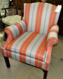RED & BLUE STRIPED UPHOLSTERED CHAIR