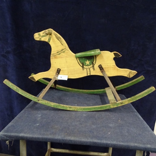 VINTAGE ROCKING HORSE 31 X 17" ORIGINAL PAINT