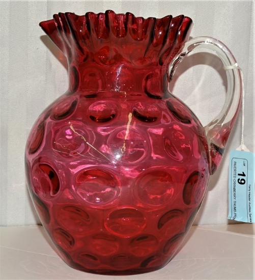 INVERTED CRANBERRY THUMB PRINT PITCHER 9"