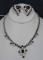 RHINESTONE 7 ONYX LIKE NECKLACE & EARRINGS