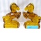 PAIR AMBER GLASS HORSE BOOKENDS