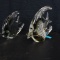 PAIR ART GLASS FISH GREY COLOR 6.5