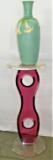 MID CENTURY ACRYLIC STAND AND VASE