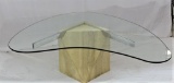 GLASS TOP TABLE MARBLE BASE