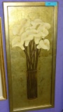 WOOD FRAMED PICTURE WITH LILIES 16 X 36