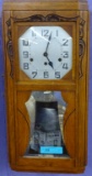 OAK ART DECO WALL CLOCK / WESTMINSTER CHIMES