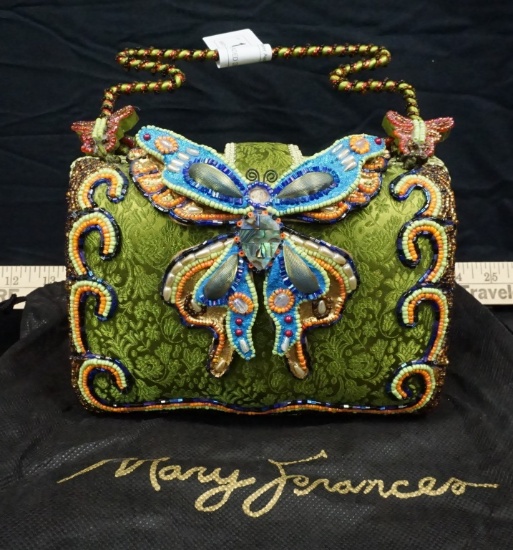 MARY FRANCES BEADED DOUBLE HANDLED BUTTERFLY PURSE