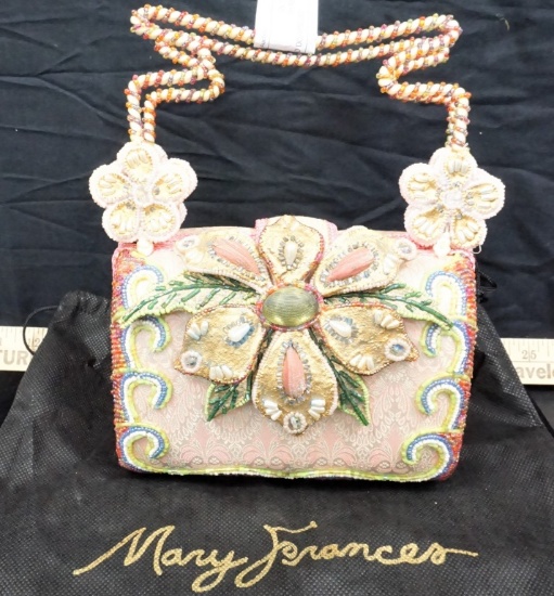 MARY FRANCES BEADED DOUBLE HANDLED FLOWER PURSE