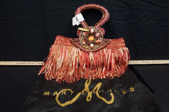 MARY FRANCES BEADED FRINGED LEATHER  PURSE