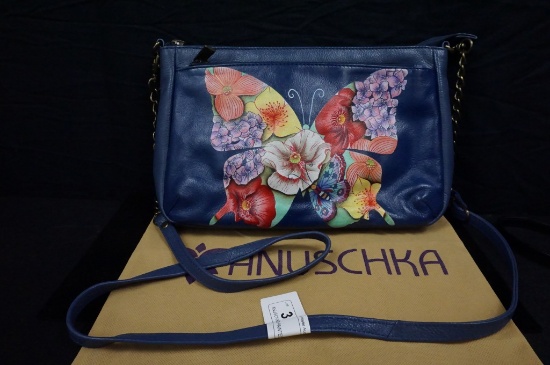 ANUSCHKA  HAND PAINTED CROSS BODY BUTTERFLY PURSE