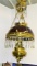 PIGEON BLOOD HANGING KEROSENE LAMP W/PRISMS