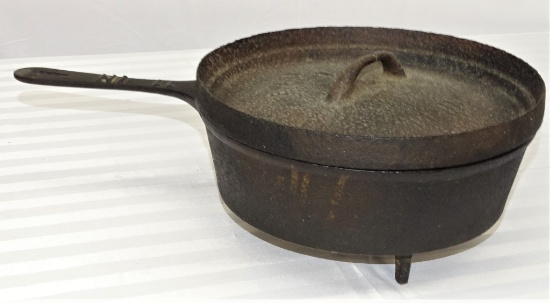 11" CAST IRON SPIDER COOKER W/LID CIRC 1800'S