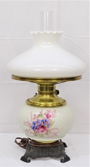 GWTW STYLE ELECTRIC LAMP W FLOWERS 21" TALL