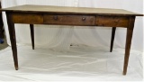 WALNUT HARVEST TABLE PEGGED 1 DRAWER 62