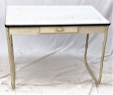 1950'S ENAMEL TOP 1 DRAWER KITCHEN TABLE