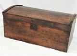 EARLY 1800'S DOME TOP TRUNK DOVETAIL W/ RED PAINT