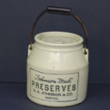 JOHNSON MADE PRESERVES CROCK W/HANDLE